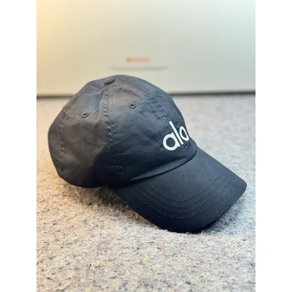 Alo Yoga Black Logo Dad Hat Adjustable Cotton Cap OS 1387